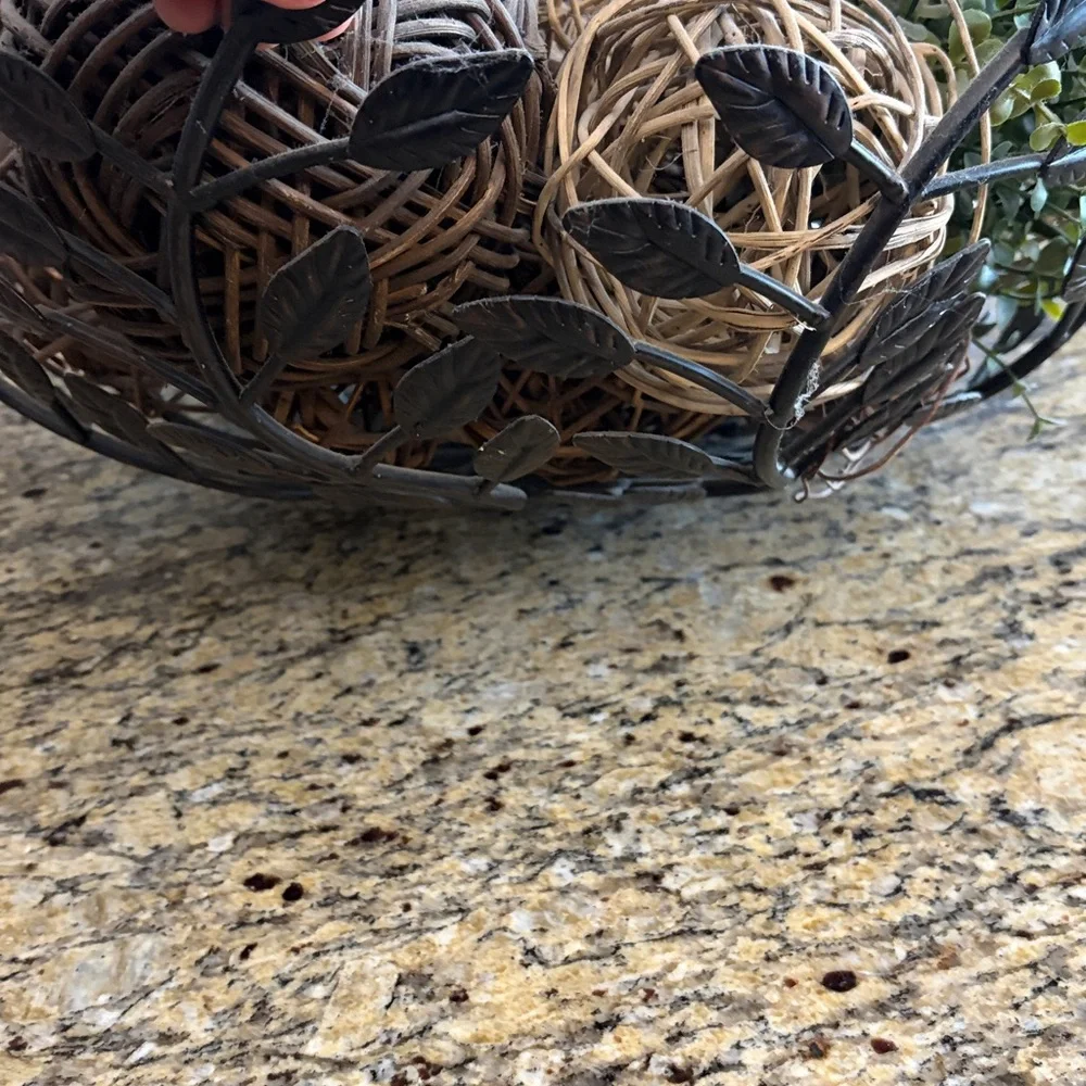 Rustic Wicker Decorative Bowl with Natural Brown Accents
